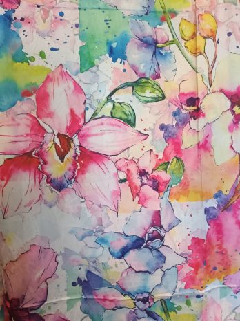 Esarfa de matase naturala cu doua fete diferite cu picturi de Van Gog ,,Crinul imperial,,